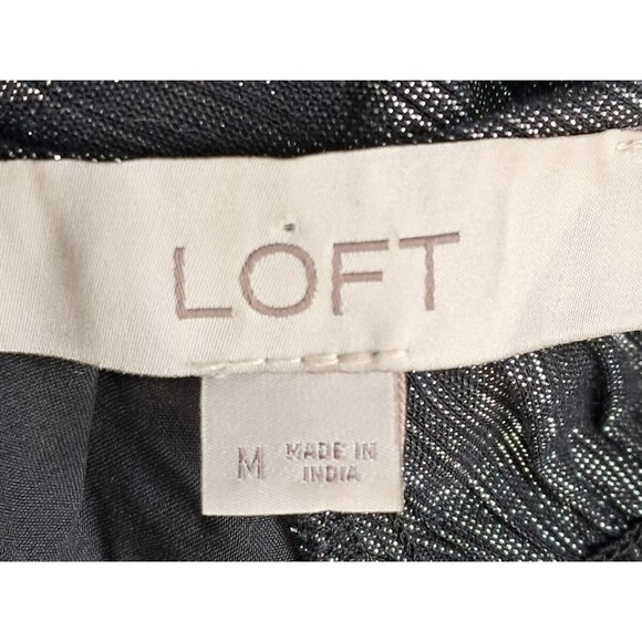 LOFT Women’s Silver Metallic Shimmer Smocked Flounce Dress Size Med - Picture 10 of 11